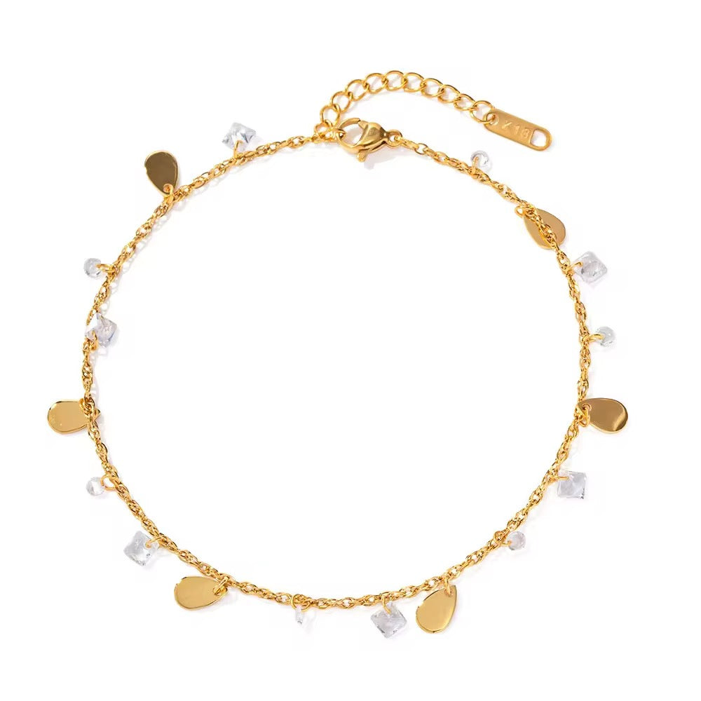 18K Crystal Charm Anklet