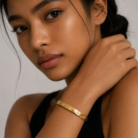 18K Clover CZ Bangle
