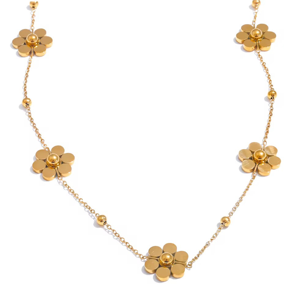 18K Laser Bubble Flower Necklace