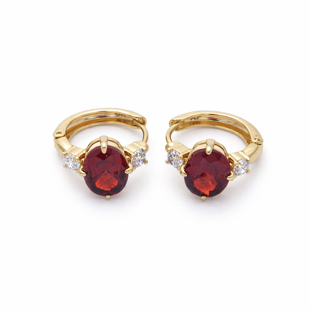 16K Garnet Solitaire Mini Hoops
