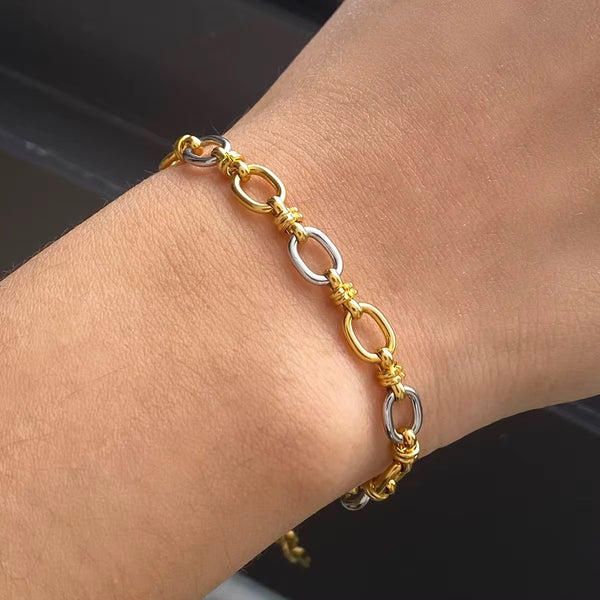 Two Tone Oval Linked Bracelets