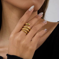 18K Snake Spiral Statement Ring