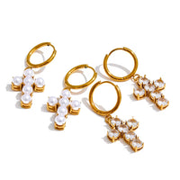 18K Cross Huggies
