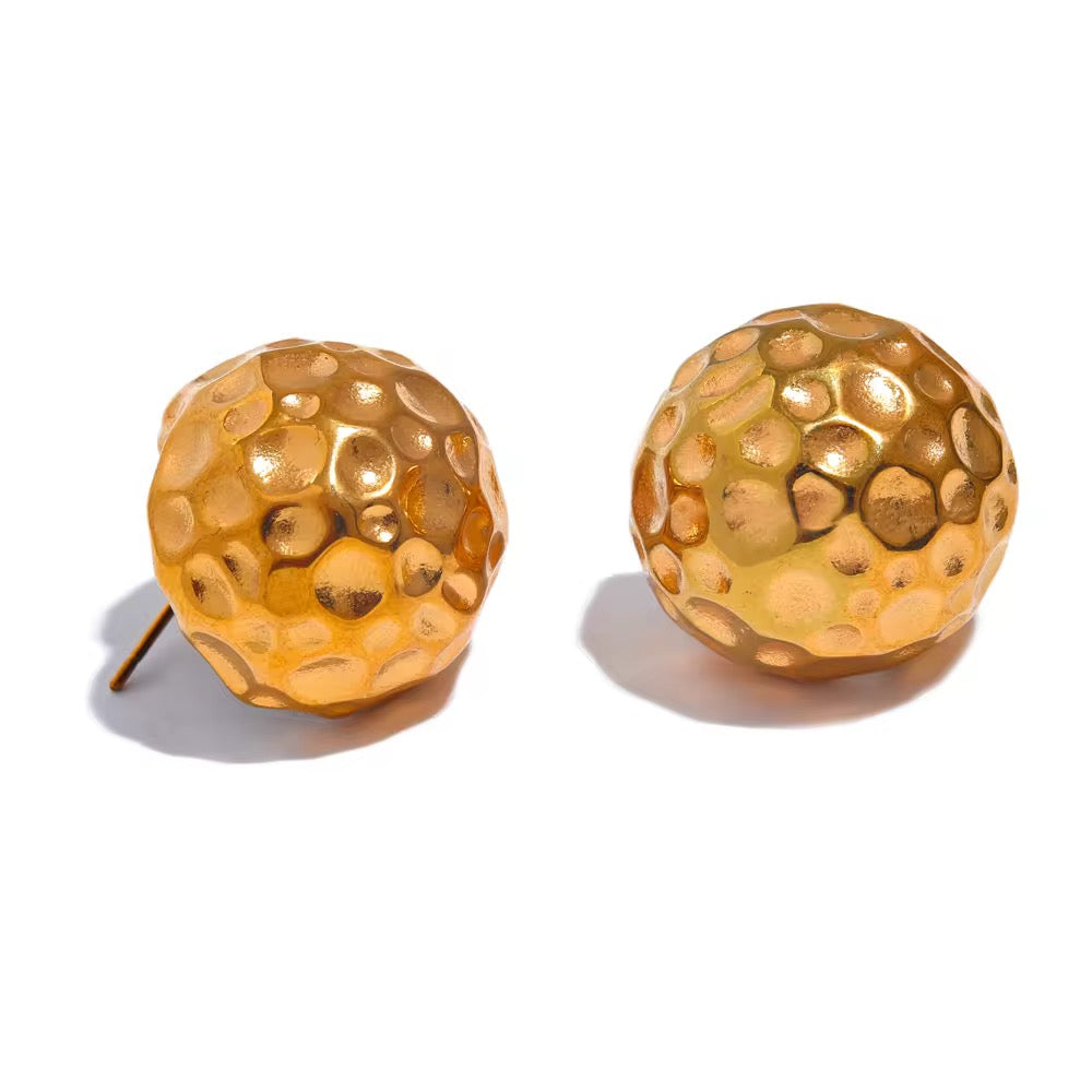 18K Statement Round Texture Earrings