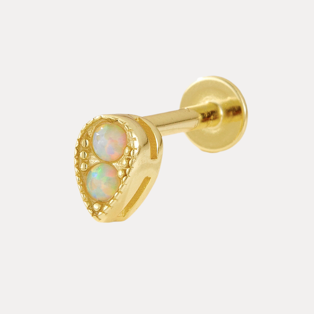 Double Opal Vermeil Flatback in 18K Gold-Plating