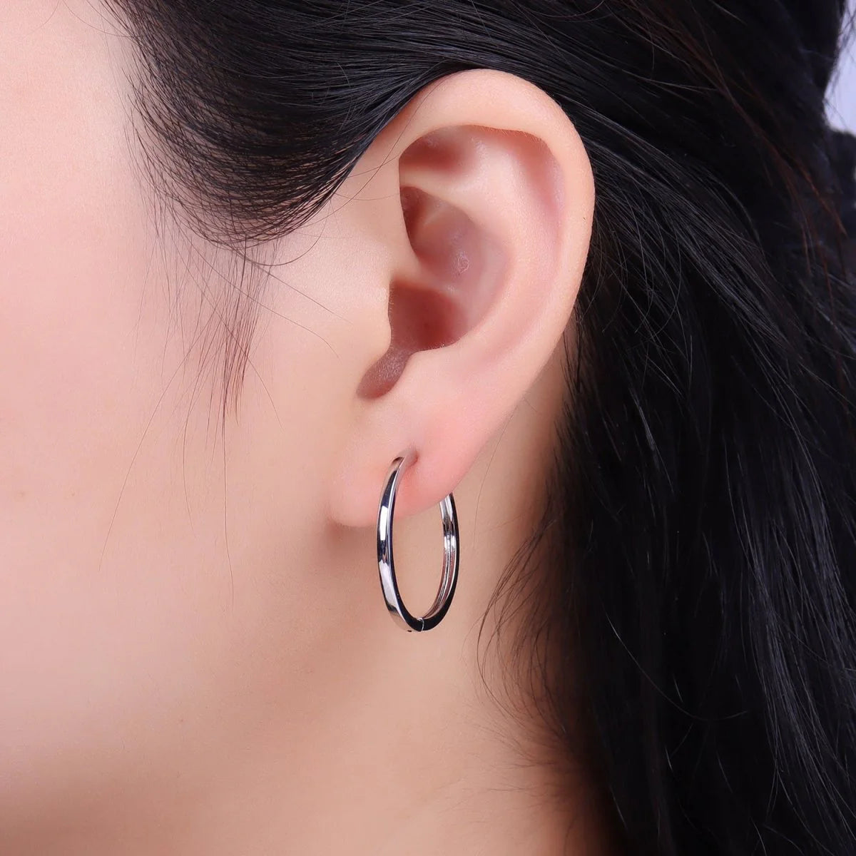 White Gold Filled Thin Hoops