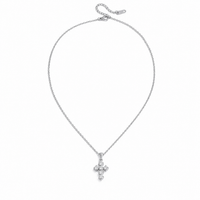 18K Silver Bubble CZ Cross Necklace