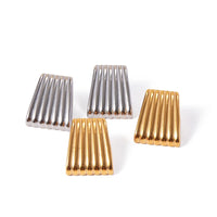 Silver Striped Rectangular Statement Earrings