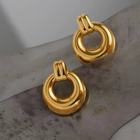 18K Round Vintage Drop Statement Earrings