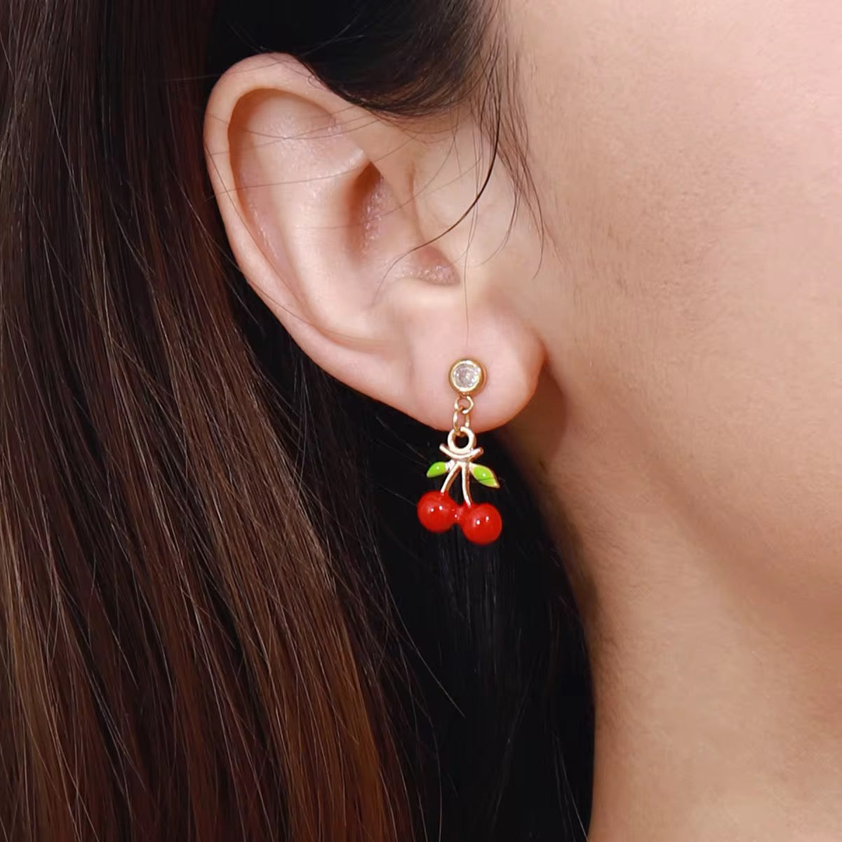 18K Cherry CZ Dangles