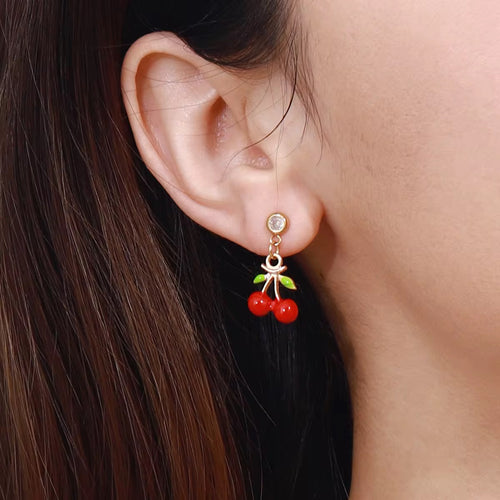 18K Cherry CZ Dangles