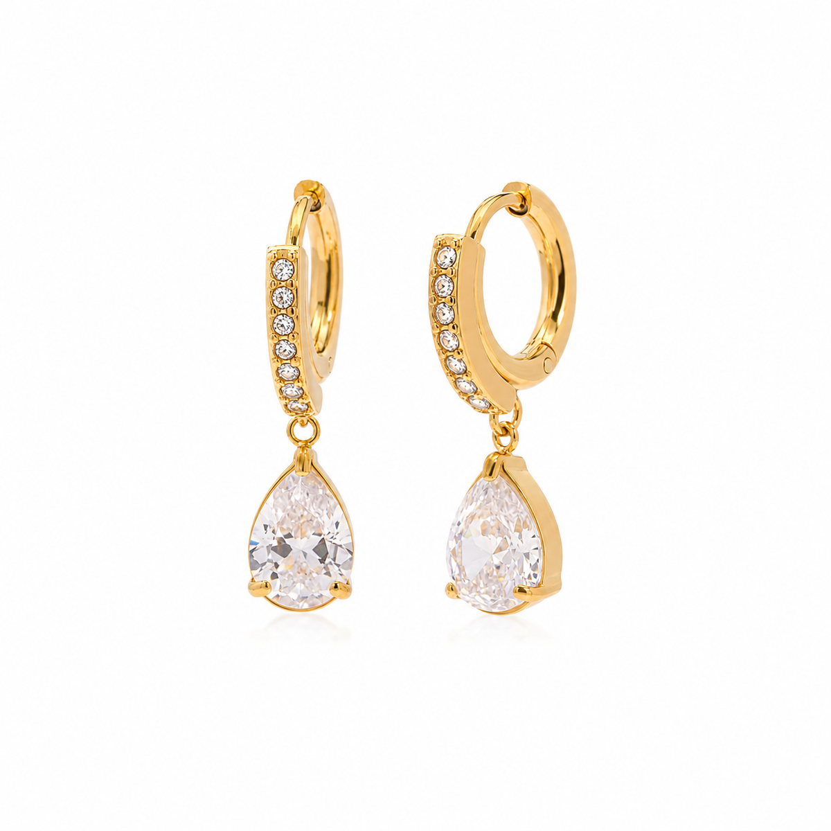 18K White Topaz CZ Mini Hoops