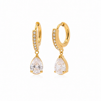 18K White Topaz CZ Mini Hoops