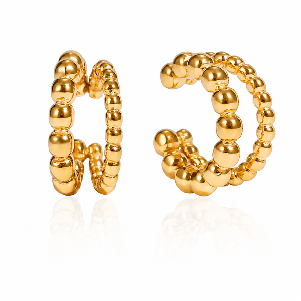 18K Beaded Two Layer Ear Cuff