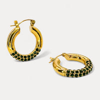 Circular Rhinestone Hoops in 18K Gold Plating