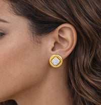 18K Vintage Square Statement Studs