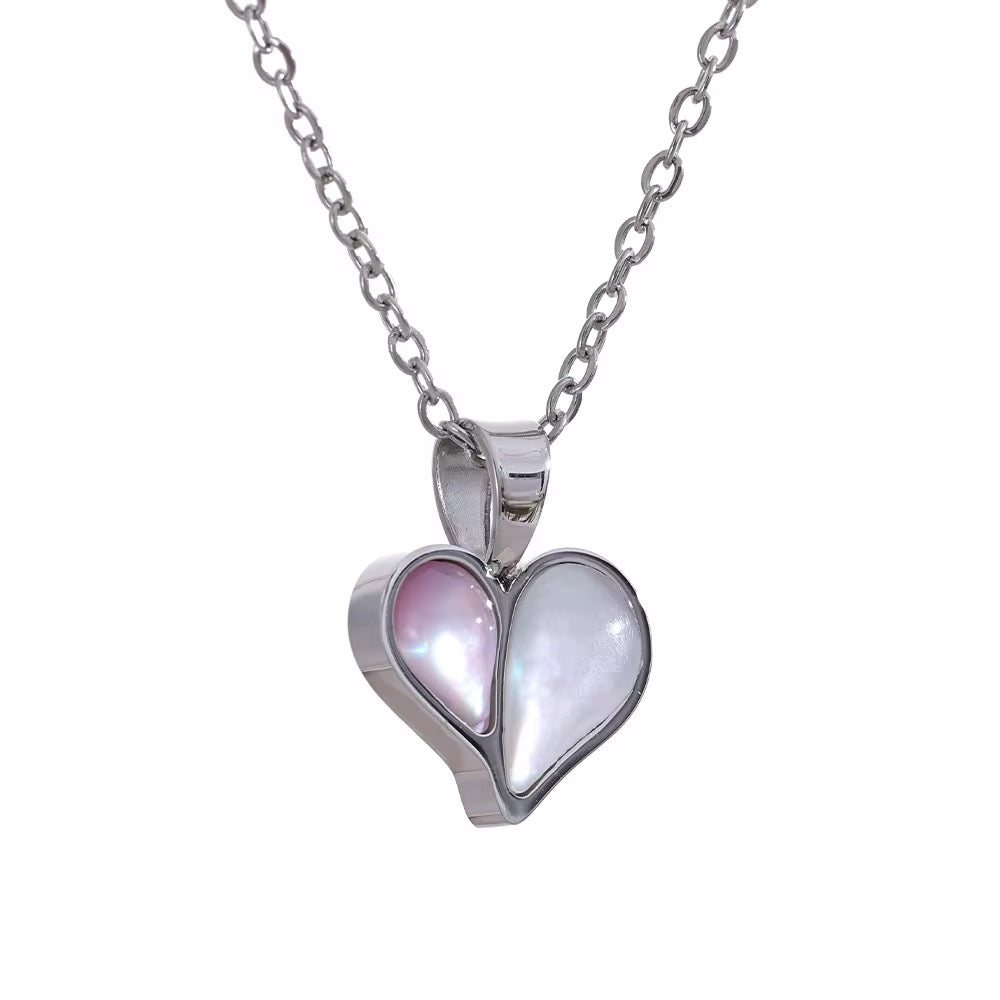 Silver Shell Bubble Heart Necklace