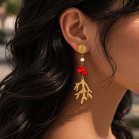 18K Coral Statement Drop Earrings