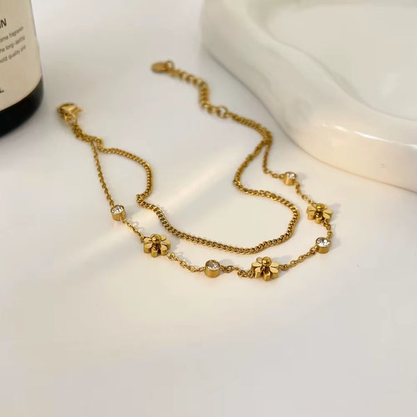 18K Layered Flower Bracelet