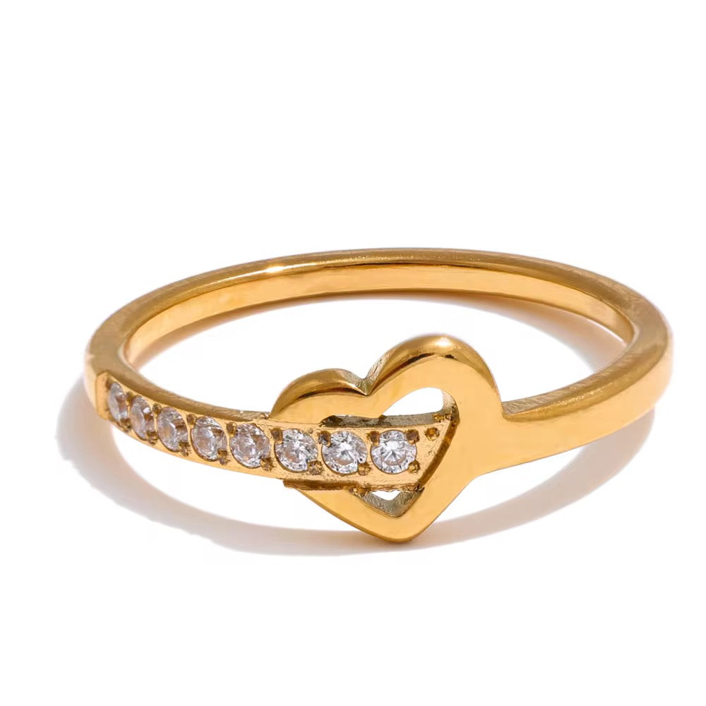 18K Eternal Heart CZ Ring