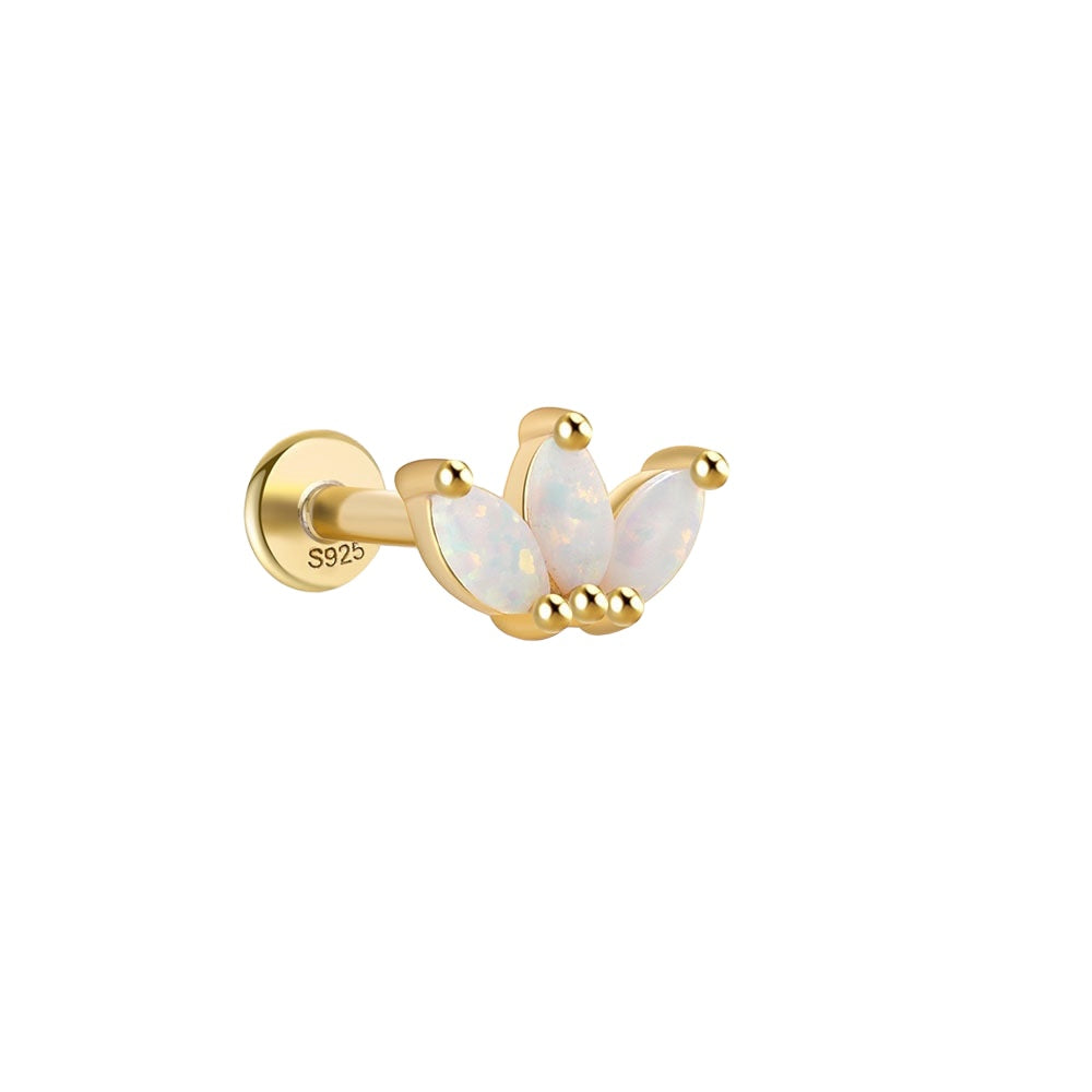 18K Vermeil Trio Ellipse Opal Flat Back Studs (Single)