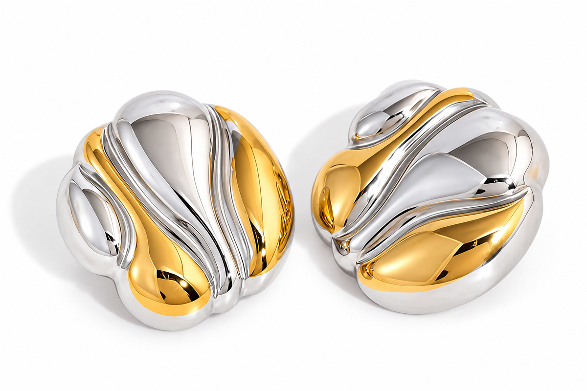 Two Tone Abstract Statement Earrings