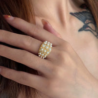 18K Pearl and Diamonds Ring