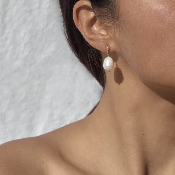 18K Fresh Water Pearl Classic Drop Earrings