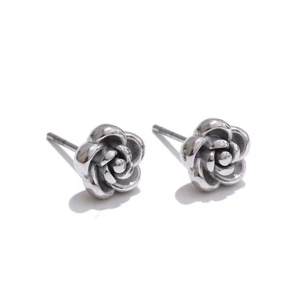 Silver Rose Studs