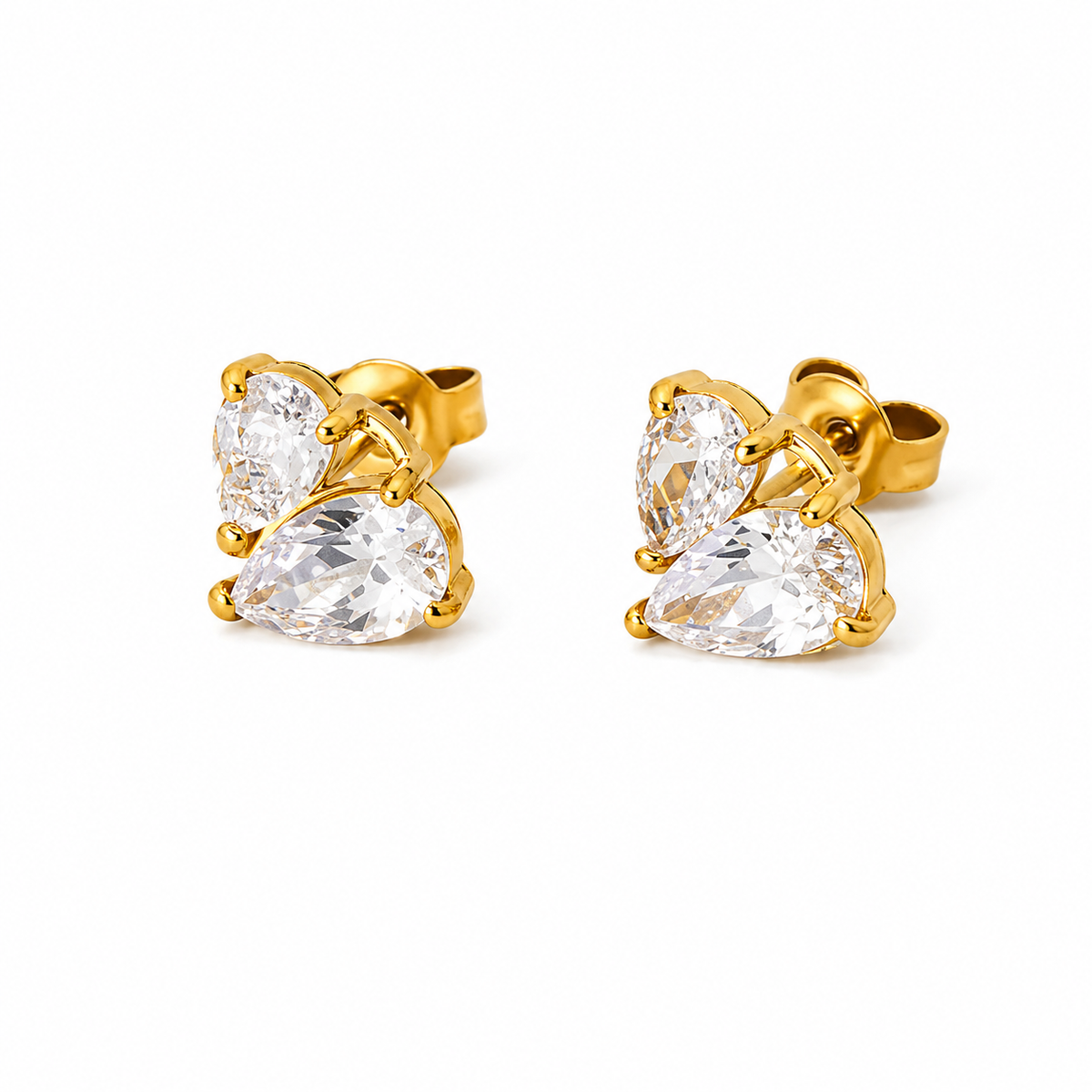 18K Heart CZ Studs