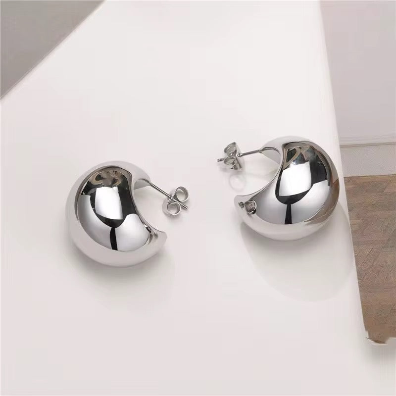 Silver Chunky Hollow Earrings
