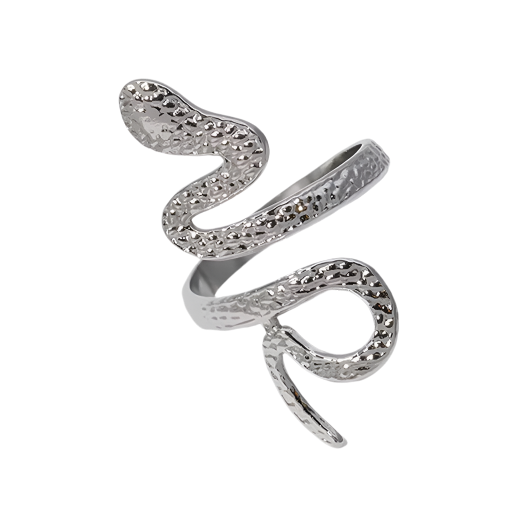 Silver Textured Snake Ring