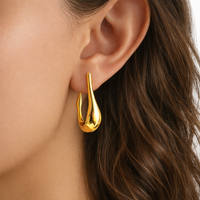 18K J Hook Statement Open Hoops