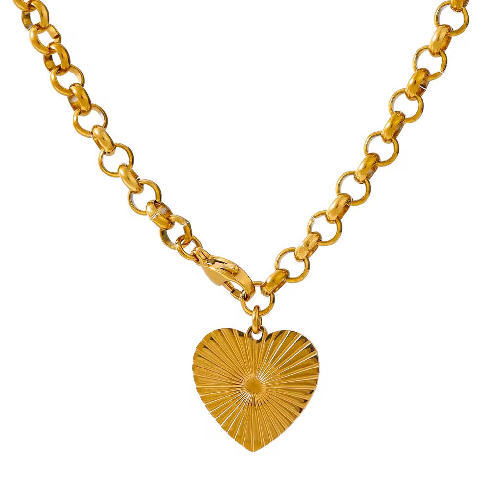 18K Sunburst Heart Necklace
