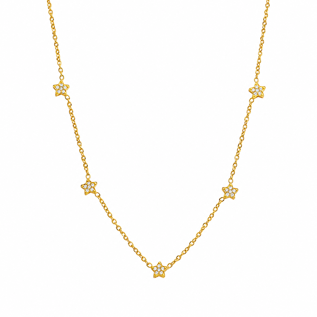 18K Dainty Stars CZ Necklace