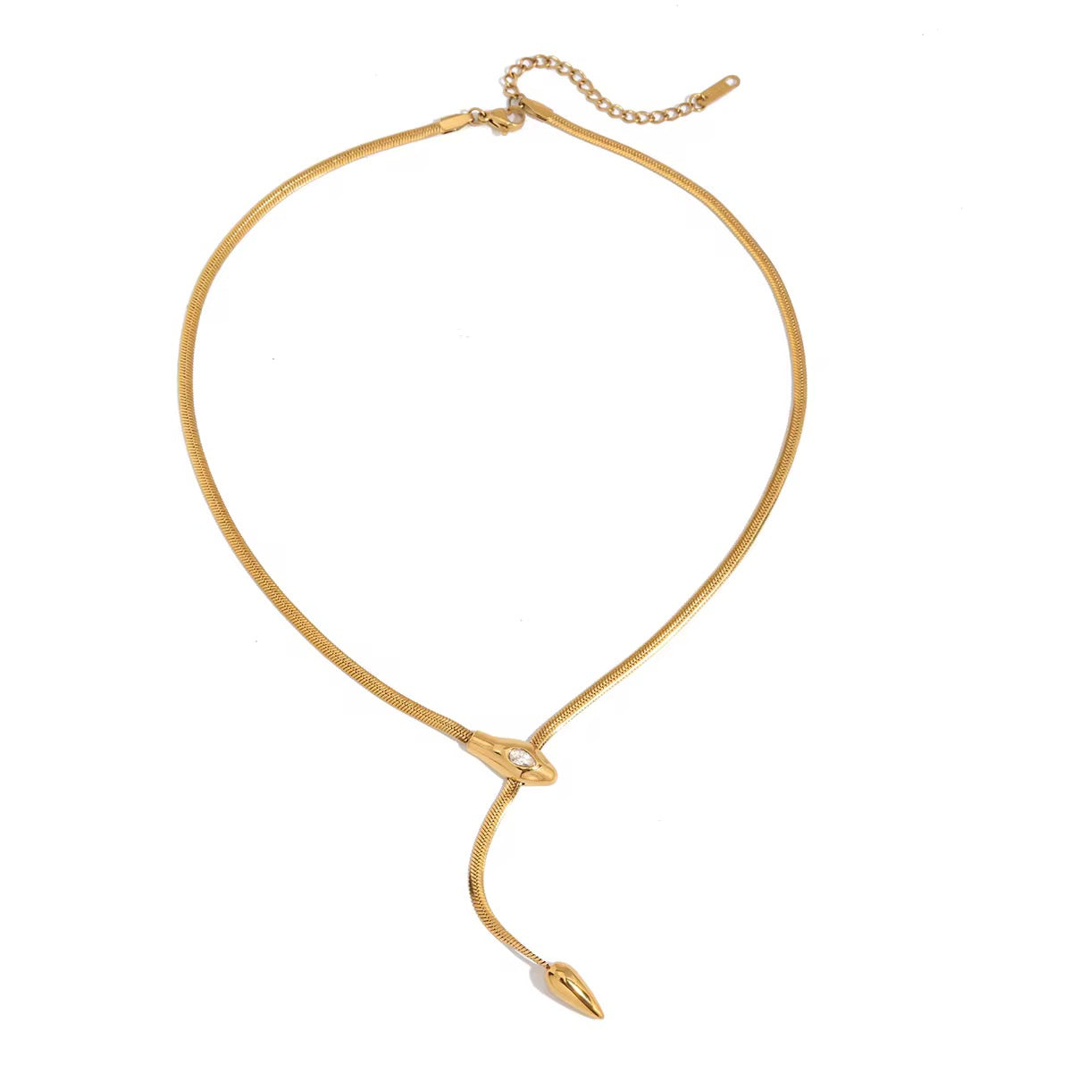 18K Snake Wrap Herringbone Necklace