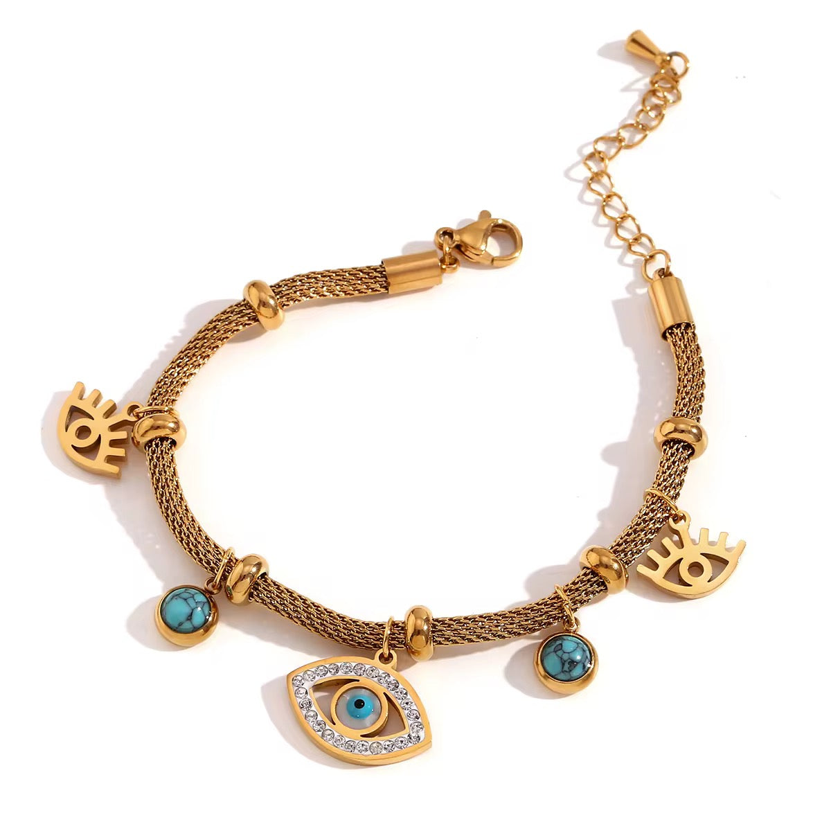 18K Evil Eye Charm Bracelet