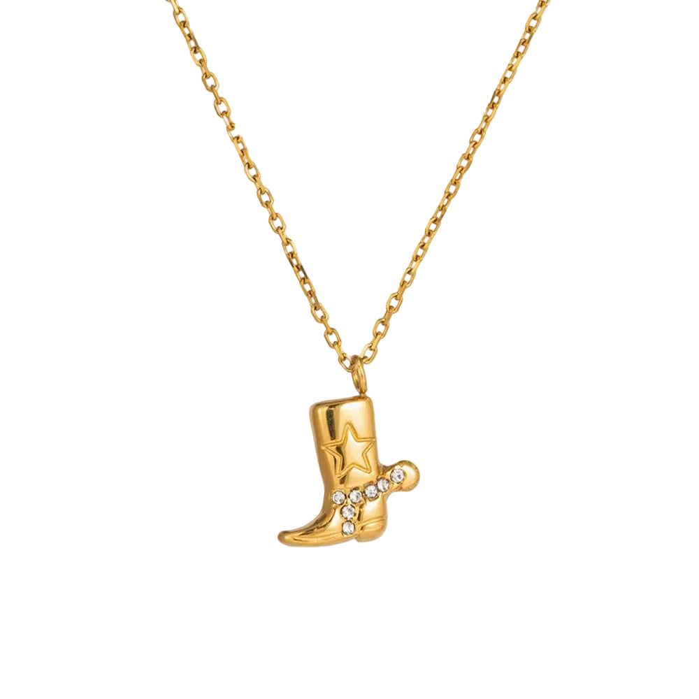 18K Dainty Rodeo Cowboy Boots Necklace
