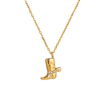 18K Dainty Rodeo Cowboy Boots Necklace