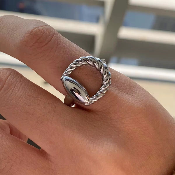 Silver Buckle Adjustable Ring