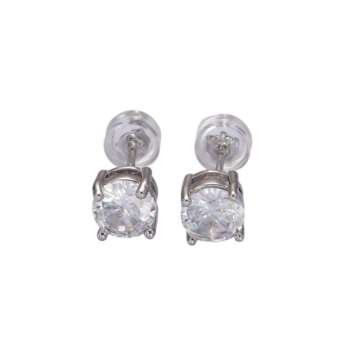 Silver Classic Round Bezel Studs