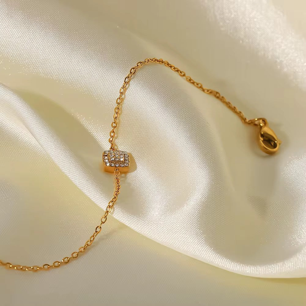 18K Dainty Square CZ Bracelet