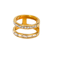 18K Double Band Rings, Clear