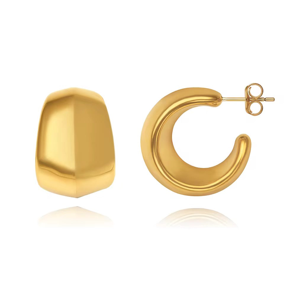 Chubby Hammered Hoops in 18K Gold-Plating