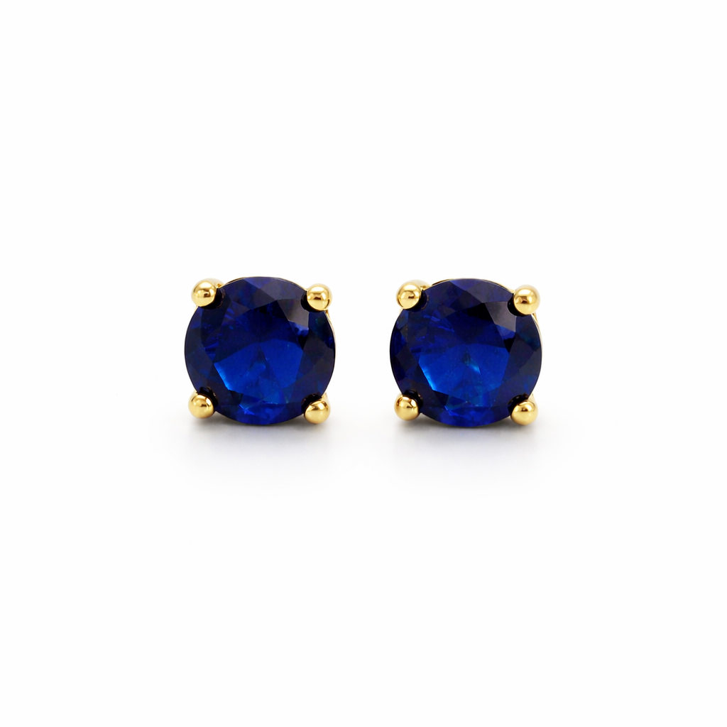 14K Sapphire Round Studs