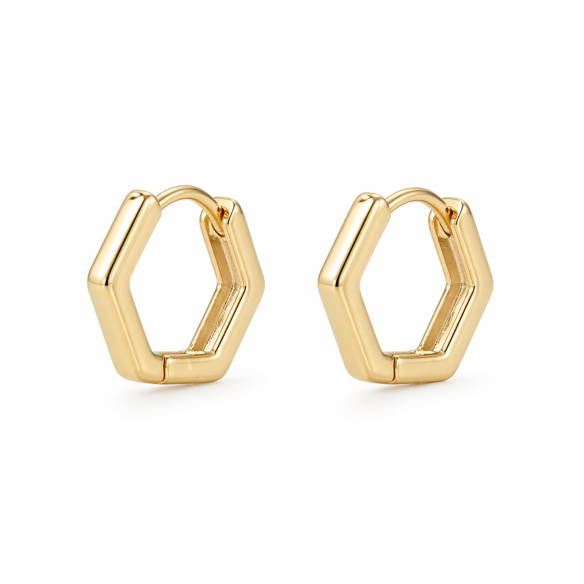 14K Gold Filled 8mm Hexagon Huggies
