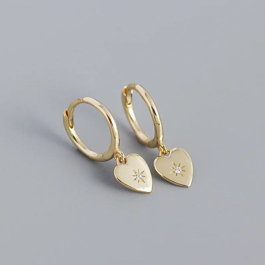 18K Star Heart Drop Earrings