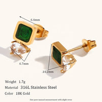 18K Square Zircon Waterdrop Earrings