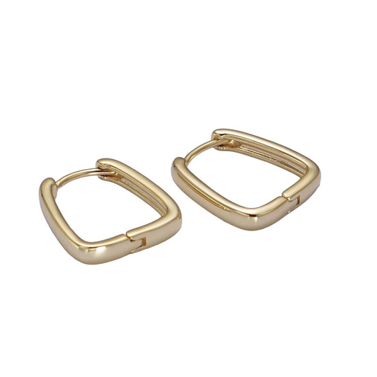 14K Gold Filled U-Shaped Rectangular Geometric Mini Hoops Earring