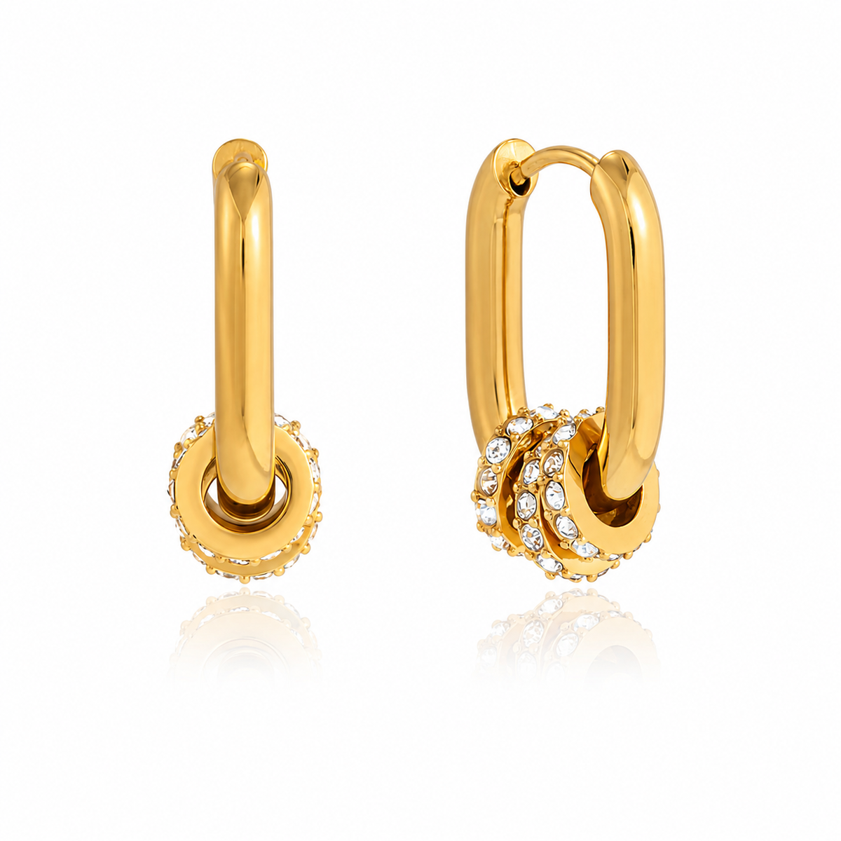 18K Oval Rings CZ Hoop